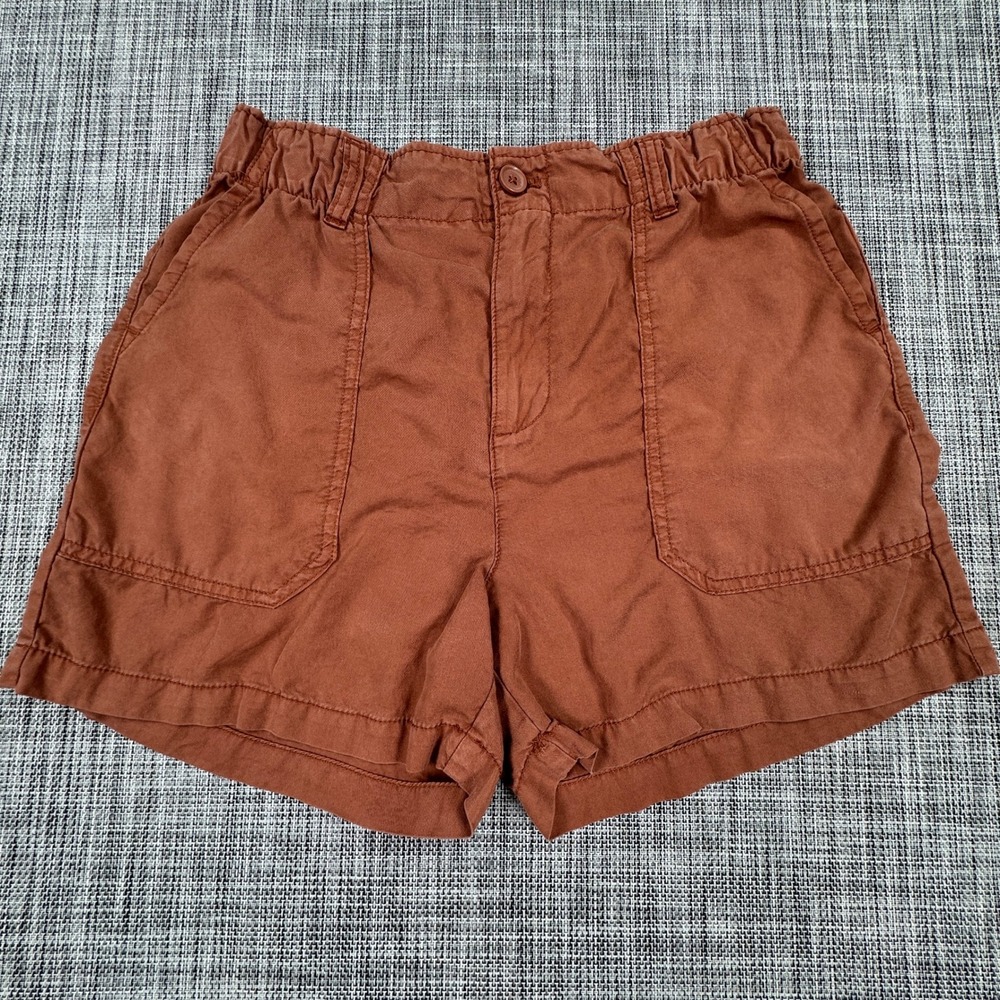 Sanctuary Women's Lyocell Cargo Utility Shorts Rust Brown Size Small Casual